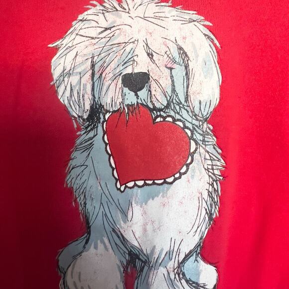 Vintage Suzy's Zoo Sweatshirt XL Wags & Wiskers Red Heart Dog 80's 90's Crewneck - Picture 2 of 6